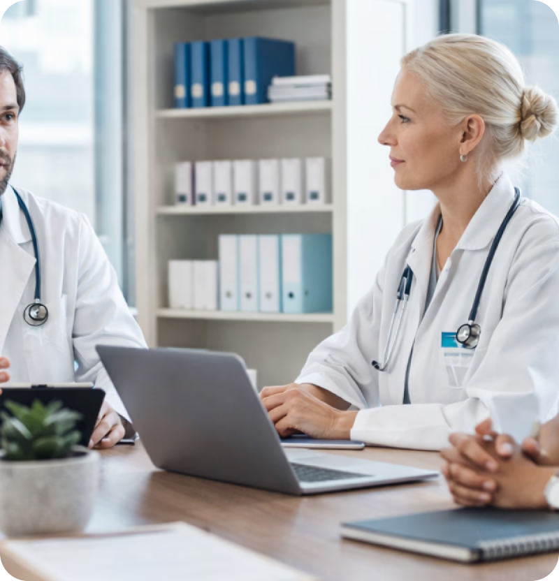 Healthcare team reviewing clinical workflows